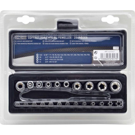 COFFRET 23 TORX MaLES/FEMELLES