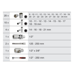 coffret douilles 1/2 39 pièces